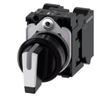 SIEMENS - Knebelschalter, beleuchtbar, 22mm, rund, Kunststoff, schwarz, weiß, 1S, 1S