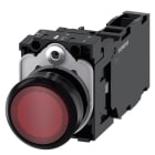 SIEMENS - Drucktaster, beleuchtet, 22mm, rund, Kunststoff, rot, 1S+1Ö, AC/DC 24V