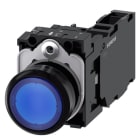 SIEMENS - Drucktaster, beleuchtet, 22mm, rund, Kunststoff, blau, 1S+1Ö, AC/DC 24V