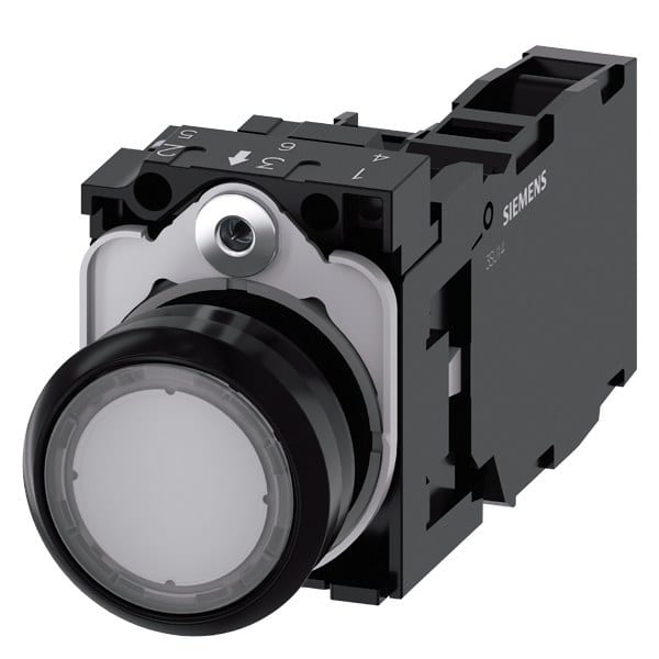 SIEMENS - Drucktaster, beleuchtet, 22mm, rund, Kunststoff, klar, 1S+1Ö, AC 110V