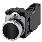 SIEMENS - Drucktaster, 22mm, rund, Metall, hochglanz, schwarz, Druckknopf, 1S+1Ö