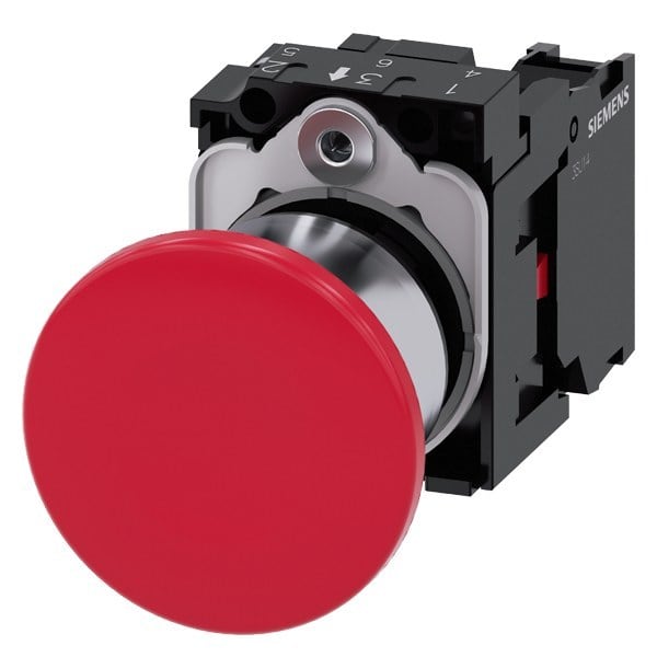 SIEMENS - Pilzdrucktaster, 22mm, rund, Metall, hochglanz, rot, 1Ö