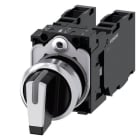SIEMENS - Knebelschalter, beleuchtbar, 22mm, rund, Metall, hochglanz, weiß, 2x1S+1Ö