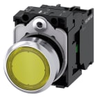 SIEMENS - Drucktaster, beleuchtet, 22mm, rund, Metall, hochglanz, gelb, Druckknopf, 1S