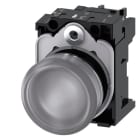 SIEMENS - Leuchtmelder, 22mm, rund, Metall, hochglanz, klar, Linse, glatt, AC/DC 24V