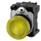 SIEMENS - Leuchtmelder, 22mm, rund, Metall, hochglanz, gelb, Linse, glatt, AC 230V