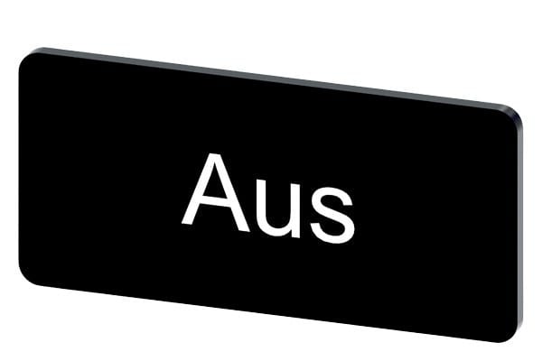 SIEMENS - Bezeichnungsschild 12,5x27mm, Schild schwarz, Beschriftung: Aus