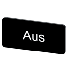 SIEMENS - Bezeichnungsschild 12,5x27mm, Schild schwarz, Beschriftung: Aus