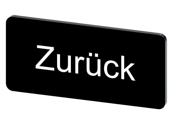 SIEMENS - Bezeichnungsschild 12,5x27mm, Schild schwarz, Beschriftung: Zurück