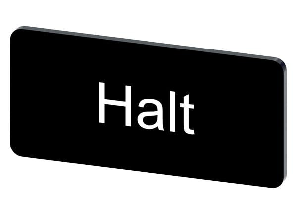 SIEMENS - Bezeichnungsschild 12,5x27mm, Schild schwarz, Beschriftung: Halt