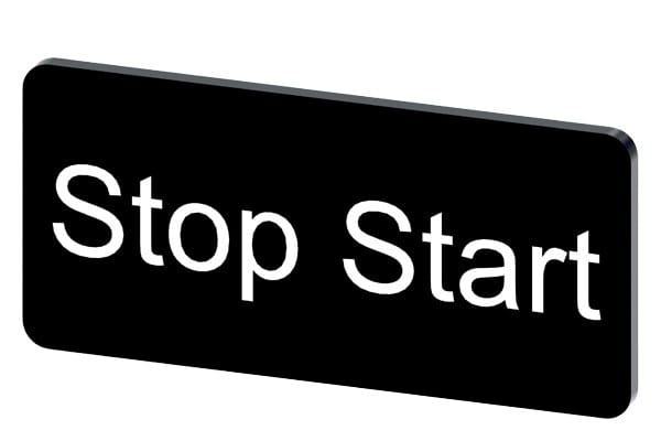 SIEMENS - Bezeichnungsschild 12,5x27mm, Schild schwarz, Beschriftung: Stop Start