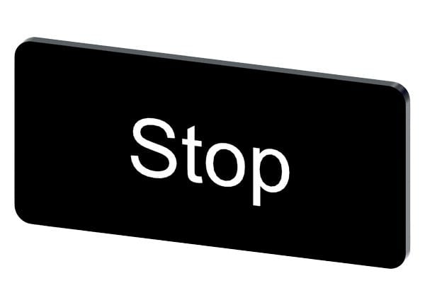 SIEMENS - Bezeichnungsschild 12,5x27mm, Schild schwarz, Beschriftung: Stop