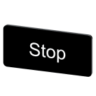 SIEMENS - Bezeichnungsschild 12,5x27mm, Schild schwarz, Beschriftung: Stop