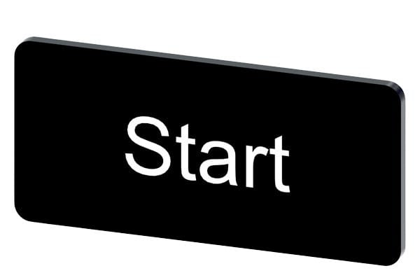 SIEMENS - Bezeichnungsschild 12,5x27mm, Schild schwarz, Beschriftung: Start
