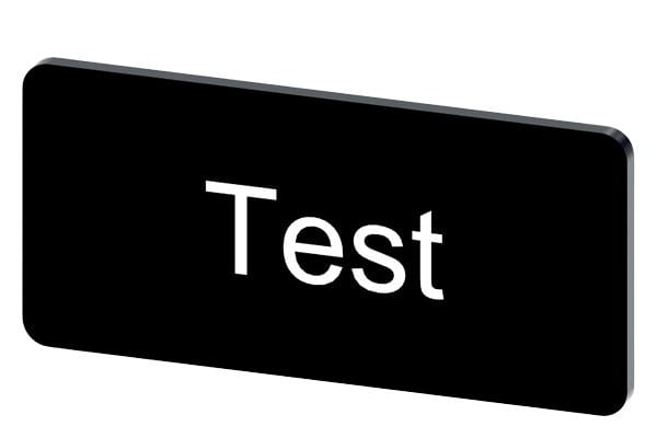 SIEMENS - Bezeichnungsschild 12,5x27mm, Schild schwarz, Beschriftung: Test