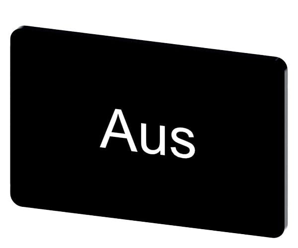 SIEMENS - Bezeichnungsschild 17,5x27mm, Schild schwarz, Beschriftung: Aus