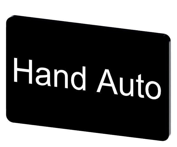 SIEMENS - Bezeichnungsschild 17,5x27mm, Schild schwarz, Beschriftung: Hand Auto