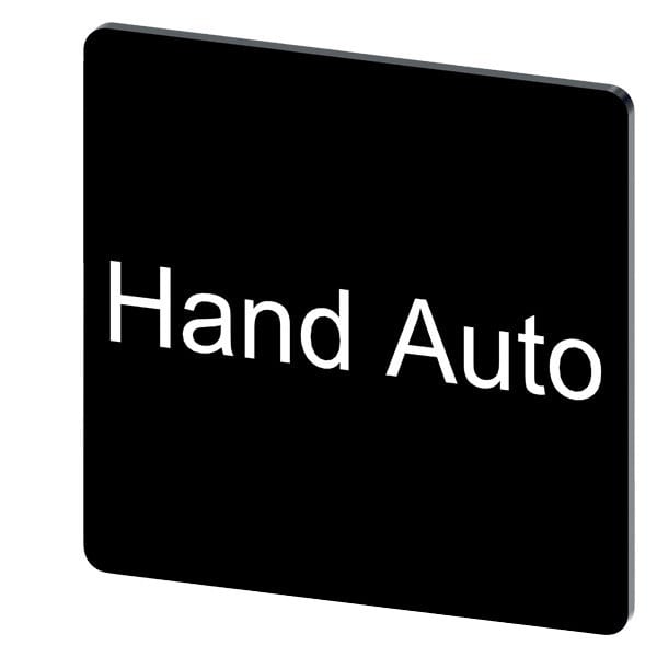 SIEMENS - Bezeichnungsschild 27x27mm, Schild schwarz, Beschriftung: Hand Auto