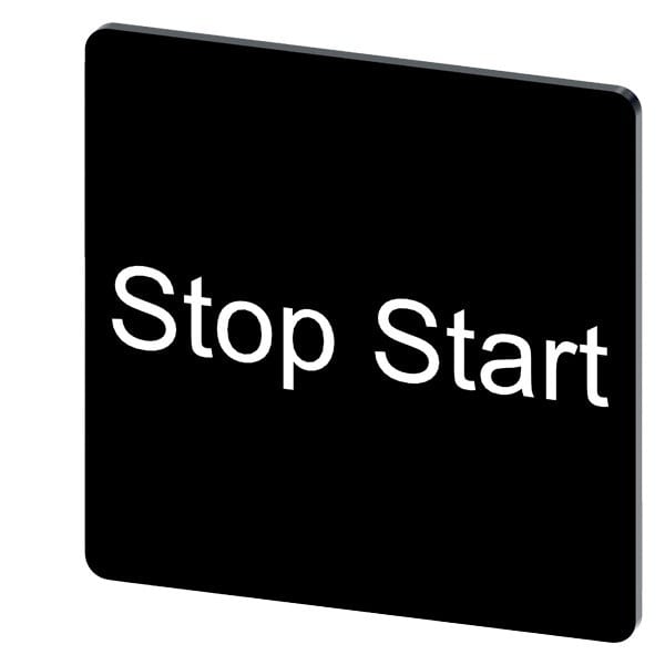 SIEMENS - Bezeichnungsschild 27x27mm, Schild schwarz, Beschriftung: Stop Start