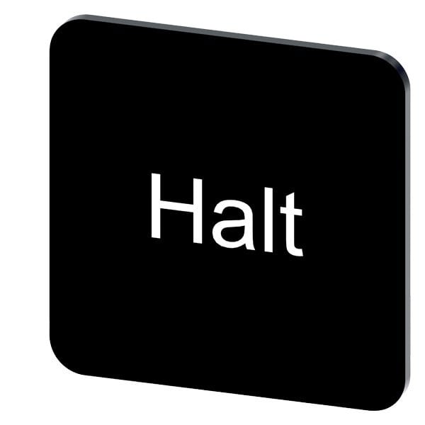 SIEMENS - Bezeichnungsschild 22x22mm, Schild schwarz, Beschriftung: Halt