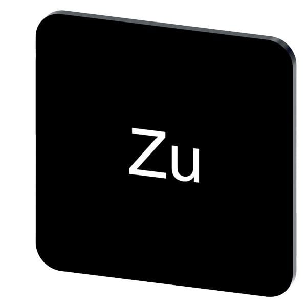 SIEMENS - Bezeichnungsschild 22x22mm, Schild schwarz, Beschriftung: Zu