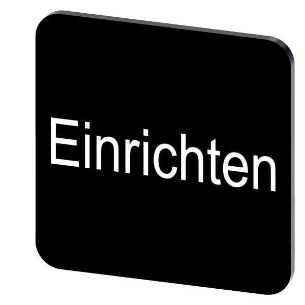 SIEMENS - Bezeichnungsschild 22x22mm, Schild schwarz, Beschriftung: Einrichten