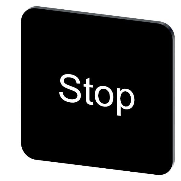 SIEMENS - Bezeichnungsschild 22x22mm, Schild schwarz, Beschriftung: Stop