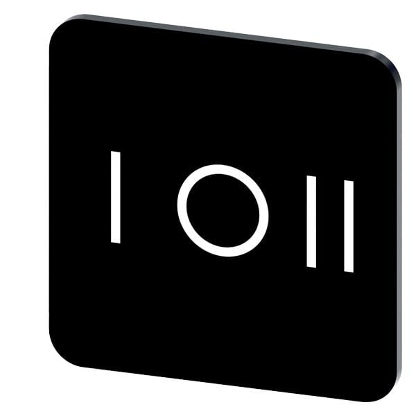 SIEMENS - Bezeichnungsschild 22x22mm, Schild schwarz, Symbol: I* O II