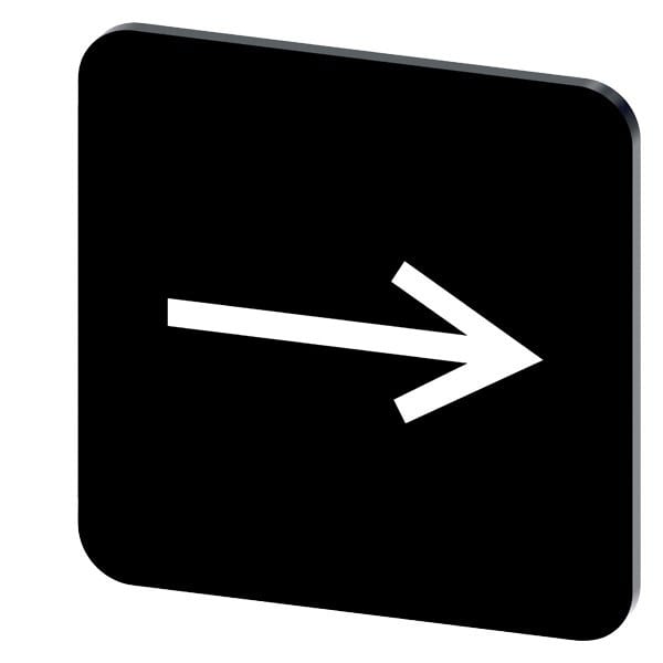 SIEMENS - Bezeichnungsschild 22x22mm, Schild schwarz, Symbol: Pfeilrichtung nach rechts