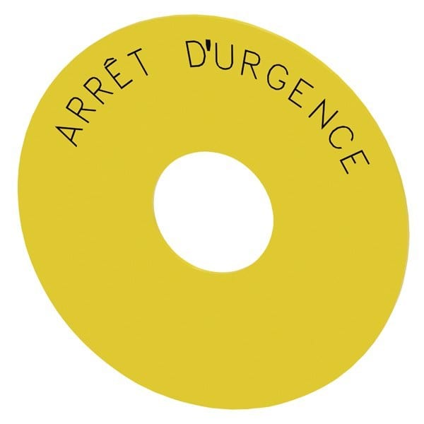SIEMENS - Unterlegschild rund, für Not-Halt-Pilzdrucktaster, gelb: Arret DURGENCE