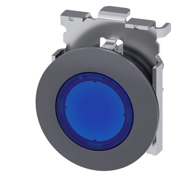 SIEMENS - Drucktaster, beleuchtet, 30mm, rund, Metall, matt, blau