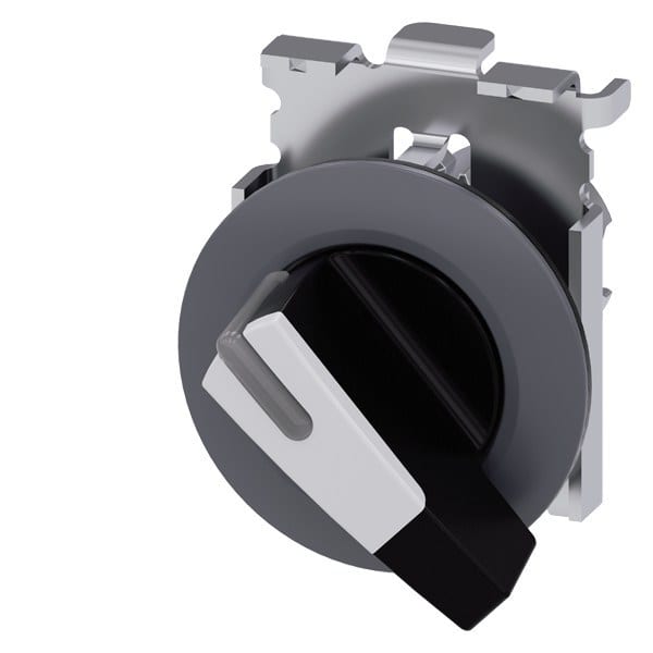 SIEMENS - Knebelschalter, beleuchtbar, 30mm, rund, Metall, matt, weiß