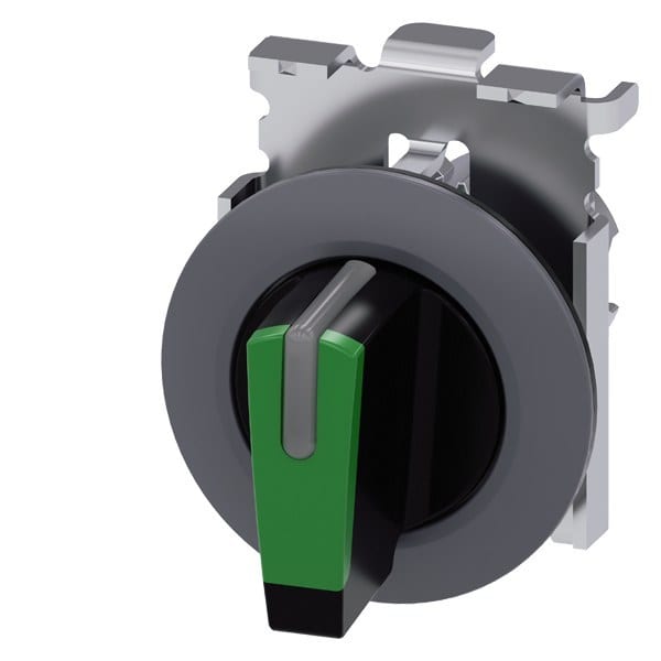 SIEMENS - Knebelschalter, beleuchtbar, 30mm, rund, Metall, matt, grün