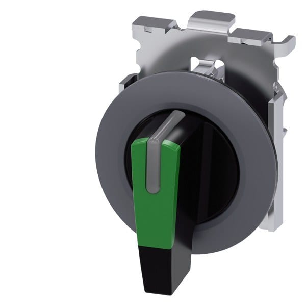 SIEMENS - Knebelschalter, beleuchtbar, 30mm, rund, Metall, matt, grün