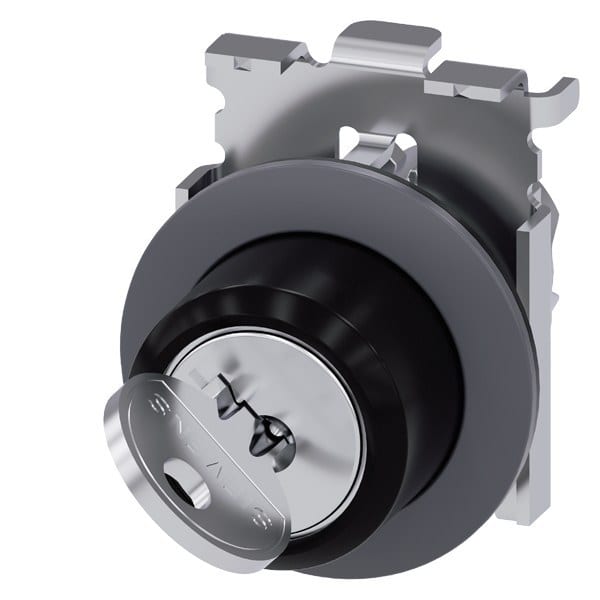 SIEMENS - Schlüsselschalter RONIS, 30 mm, rund, Metall, matt, Schlüsselabzug O