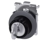 SIEMENS - Schlüsselschalter RONIS, 30mm, rund, Metall, matt, Schlüsselabzug I+O+II