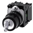 SIEMENS - Schlüsselschalter RONIS, 22mm, rund, Kunststoff, Schlüsselabzug I+O+II