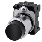 SIEMENS - Drucktaster, 22mm, rund, Metall, hochglanz, schwarz, Druckknopf