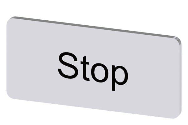 SIEMENS - Bezeichnungsschild 12,5x27mm, Schild silber, Beschriftung: Stop