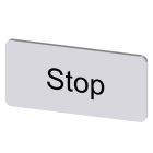 SIEMENS - Bezeichnungsschild 12,5x27mm, Schild silber, Beschriftung: Stop