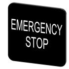 SIEMENS - Bezeichnungsschild 22x22mm, Schild schwarz, Beschriftung: Emergency Stop