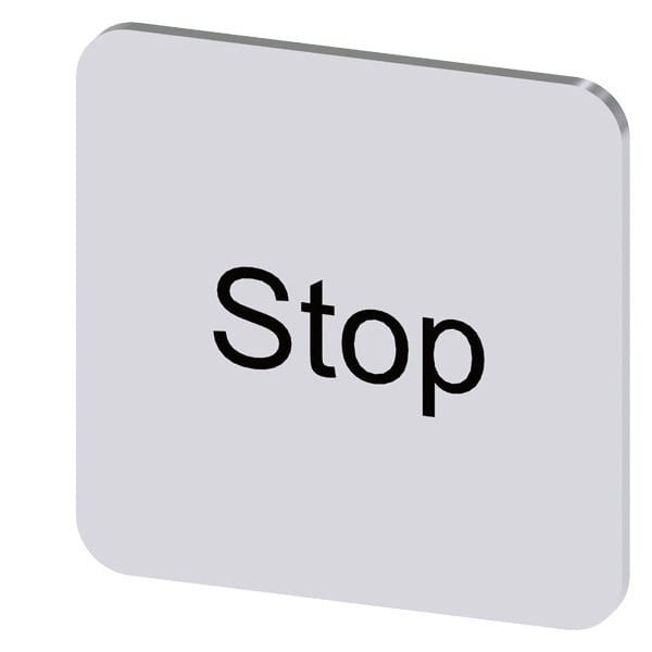 SIEMENS - Bezeichnungsschild 22x22mm, Schild silber, Beschriftung: Stop