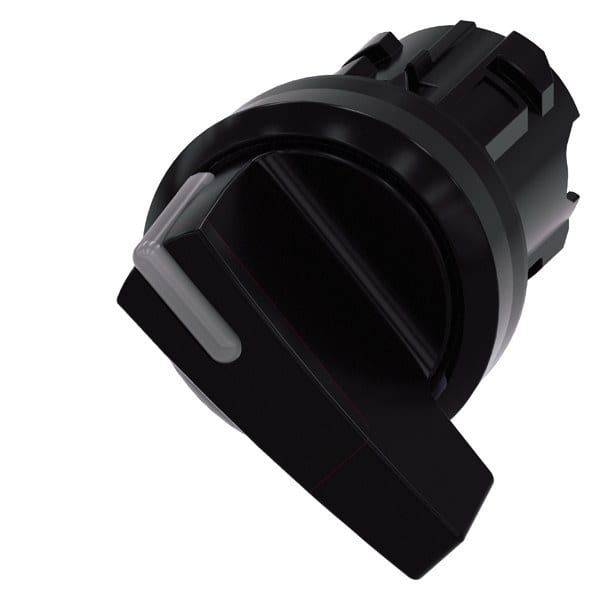 SIEMENS - Knebelschalter beleuchtbar, 22mm, rund, Kunststoff, schwarz, Knebel lang