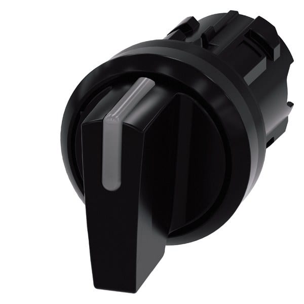 SIEMENS - Knebelschalter beleuchtbar, 22mm, rund, Kunststoff, schwarz, Knebel kurz
