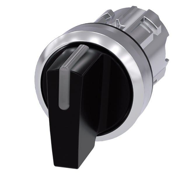 SIEMENS - Knebelschalter beleuchtbar, 22mm, rund, Metall, hochglanz, schwarz, Knebel kurz