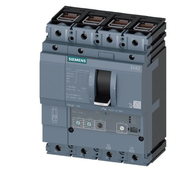 SIEMENS - Leistungsschalter, IEC, Frame 100, 40 A, 4-polig, 85 kA, ETU3, LI, Klemmenans...