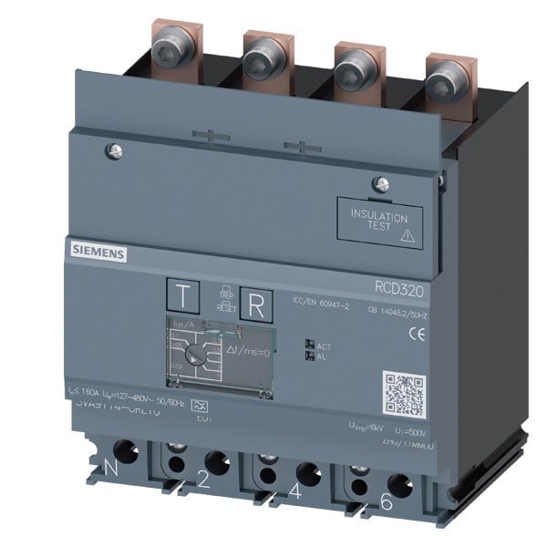 SIEMENS - Differenzstrom-Schutzgerät RCD320 Basic RCD Typ A unten angebaut