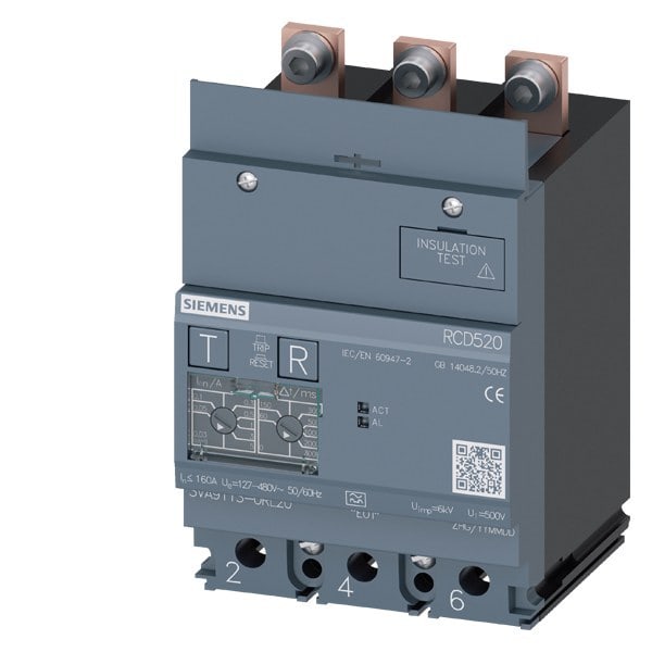 SIEMENS - Differenzstrom-Schutzgerät RCD520 Basic RCD Typ A unten angebaut