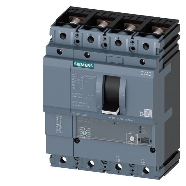 SIEMENS - Leistungsschalter, IEC, Frame 250, 160 A, 4-polig, 85 kA, ETU3, ELISA, Schrau...