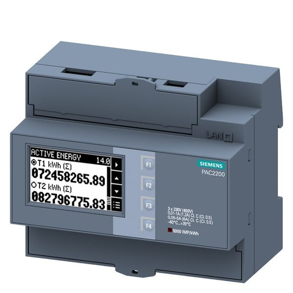 SIEMENS - SENTRON Messgerät 7KM PAC2200, 3-phasig, 5 A, Hutschiene, Modbus RTU